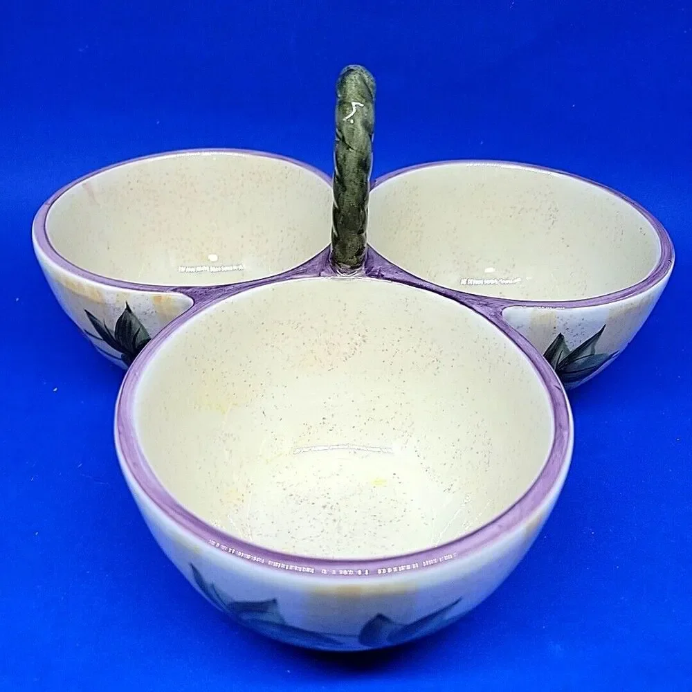Noble Excellence Kimberly Divided Salsa Dip Condiment Bowls Tray Discontinued